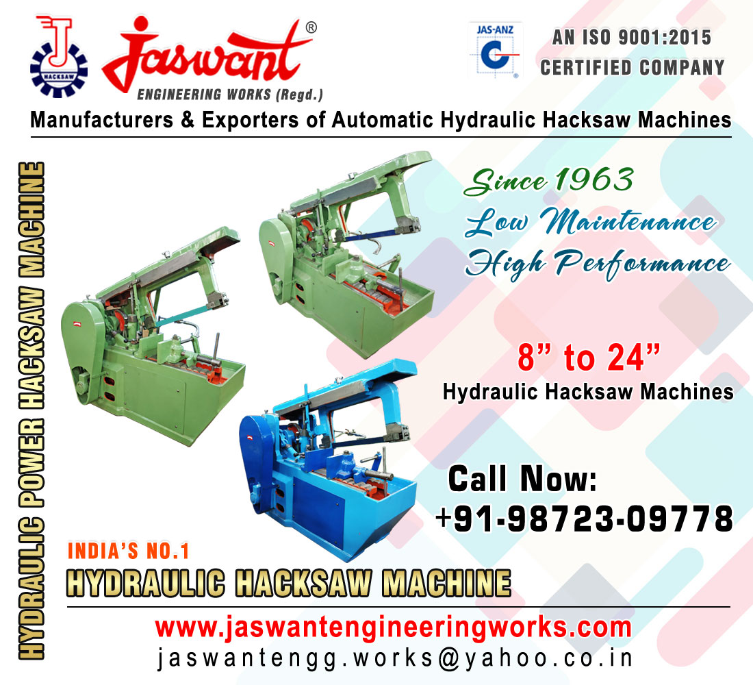 Hydraulic Power Hacksaw Machine manufacturers exporters in India Punjab Ludhiana