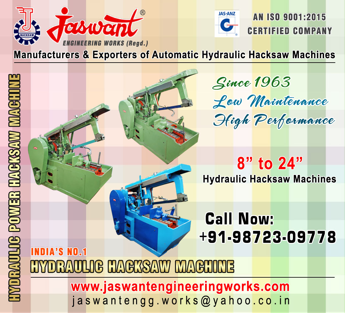 Hydraulic Power Hacksaw Machine manufacturers exporters in India Punjab Ludhiana