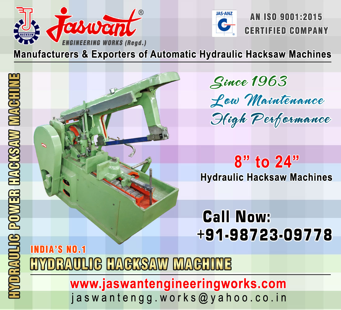 Hydraulic Hacksaw Machine manufacturers exporters in India Punjab Ludhiana