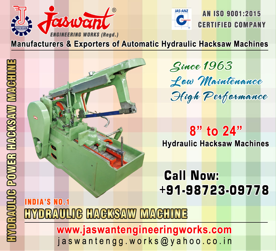 Hydraulic Hacksaw Machine manufacturers exporters in India Punjab Ludhiana