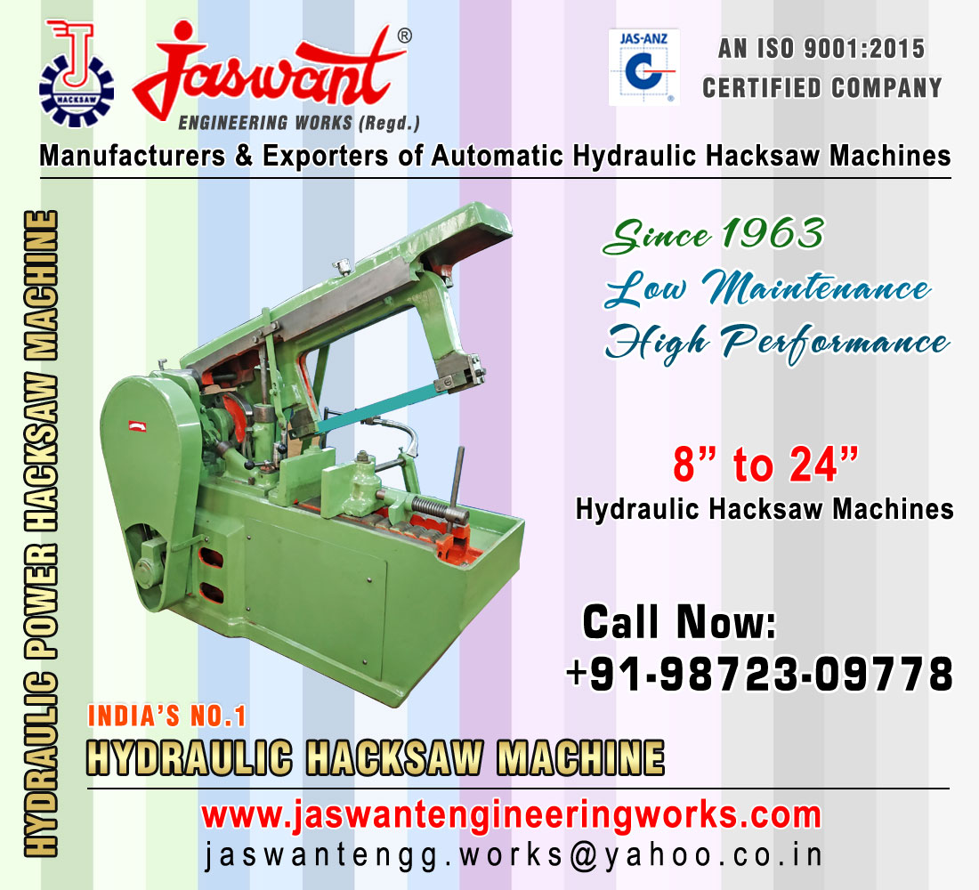 Manufacturers of Hydraulic Power Hacksaw Machine suppliers exporters in India Punjab Ludhiana