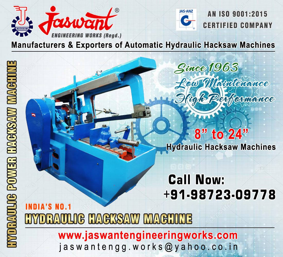 Manufacturers of Hydraulic Power Hacksaw Machine suppliers exporters in India Punjab Ludhiana