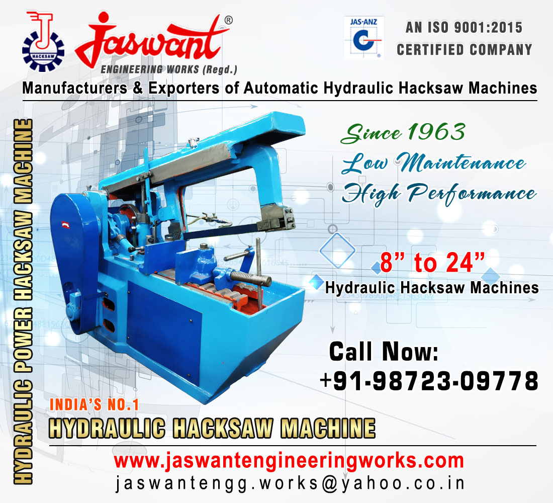 Manufacturers of Hydraulic Power Hacksaw Machine suppliers exporters in India Punjab Ludhiana